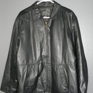 KnightsBridge Mens Black Genuine Leather Zip Up MotorCycle Jacket Size Medium